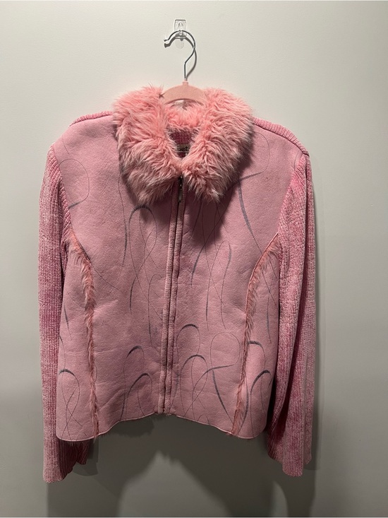 betrue Jackets & Blazers - Women's Pink Teddy Jacket with Faux Fur Collar